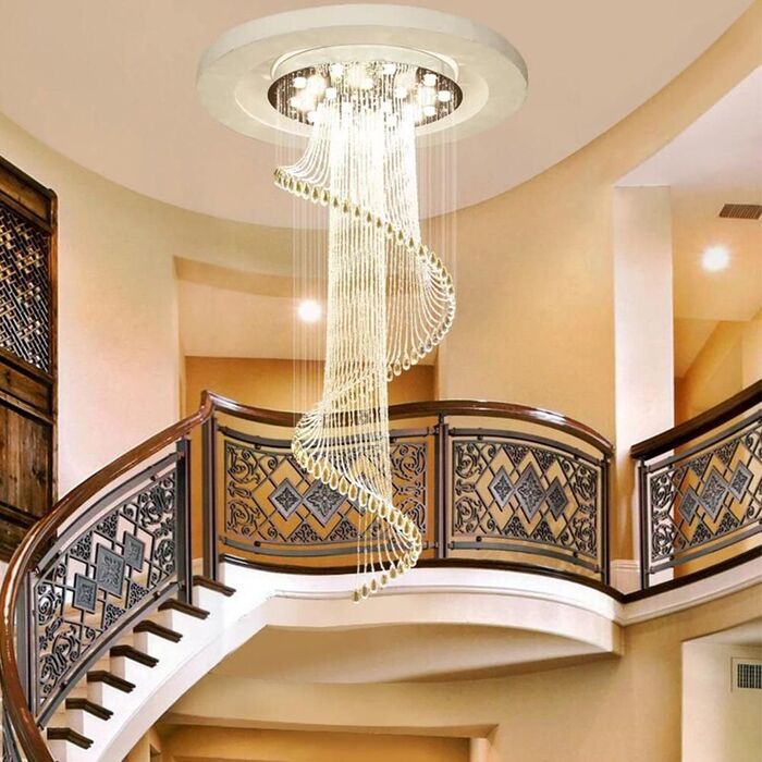 Đèn chùm dạng xoáy nước thủy tinh thông tầng quá đẹp cho đại sảnh khách sạn