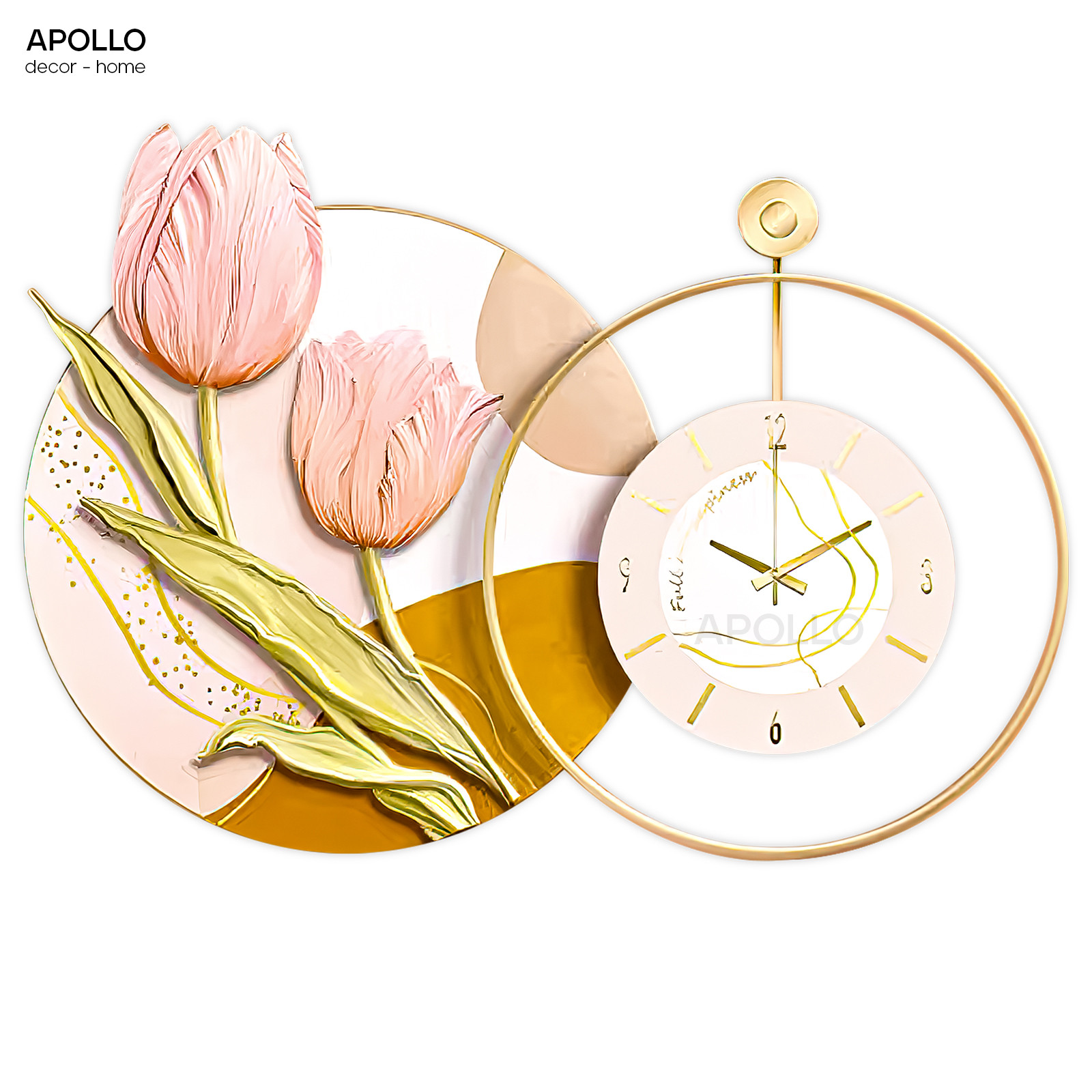 Đồng hồ tranh hoa tulip nghệ thuật trang trí DOHO 6077A
