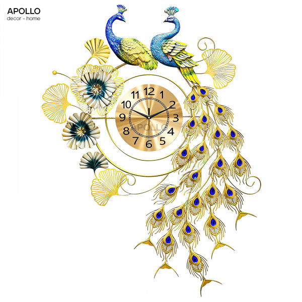 Đồng hồ nghệ thuật cặp chim công hoa lá Decor trang trí DOHO 6066A