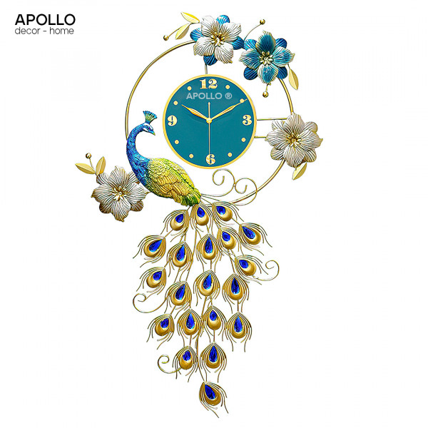 Đồng hồ Decor nghệ thuật chim công hoa lá DOHO 6026A