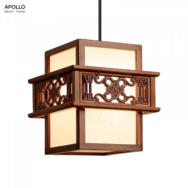 Đèn thả vải khung gỗ phong cách Trung Hoa Decor trang trí DTT 4843A