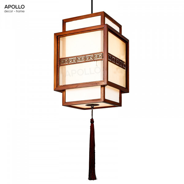 Đèn thả vải khung gỗ phong cách Trung Hoa trang trí DTT 4846A