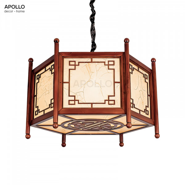 Đèn thả vải khung gỗ Trung Hoa Decor trang trí DTT 4854A
