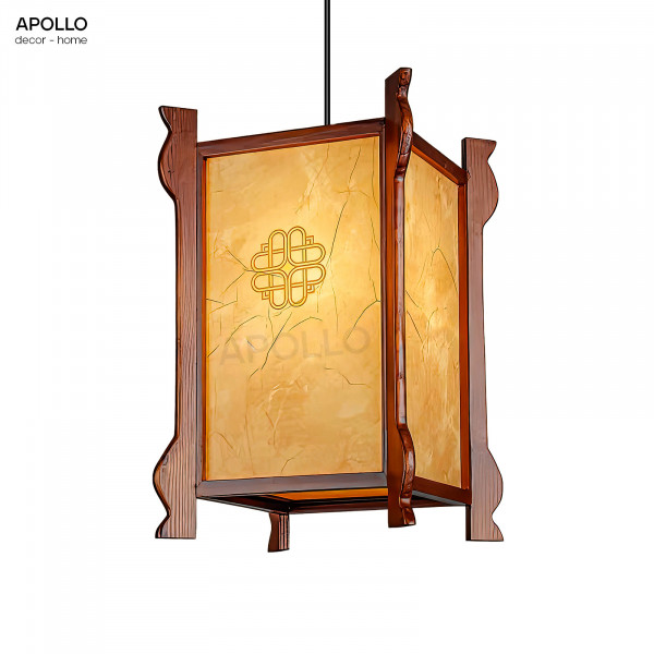 Đèn thả lồng vải khung gỗ Châu Á Decor nhà hàng trang trí DTT 4867A