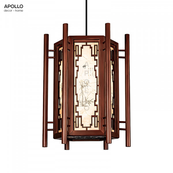 Đèn thả trần lồng vải khung gỗ cổ điển Trung Hoa trang trí DTT 4873A