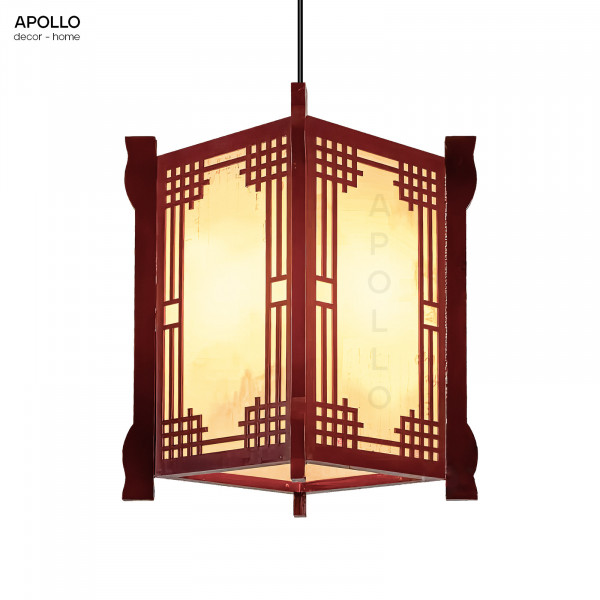 Đèn thả vải khung gỗ cổ điển Châu Á trang trí DTT 4876A