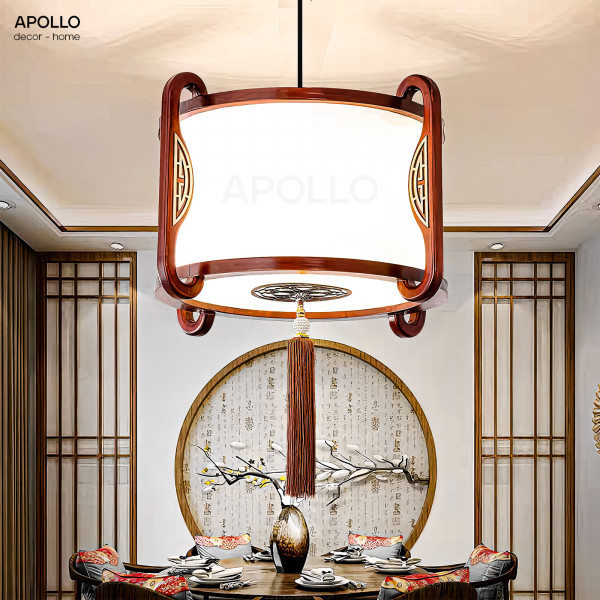 Đèn thả vải khung gỗ Trung Hoa Decor nhà hàng trang trí DTT 4880A