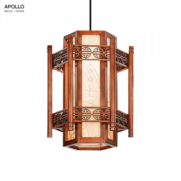 Đèn thả vải khung gỗ Trung Hoa cổ điển Decor trang trí DTT 4885A