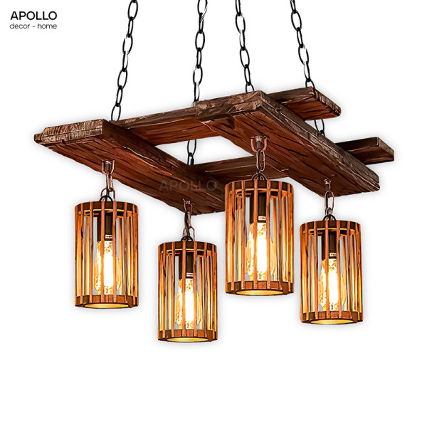 Đèn gỗ thả chùm Decor trang trí DTT 4742A