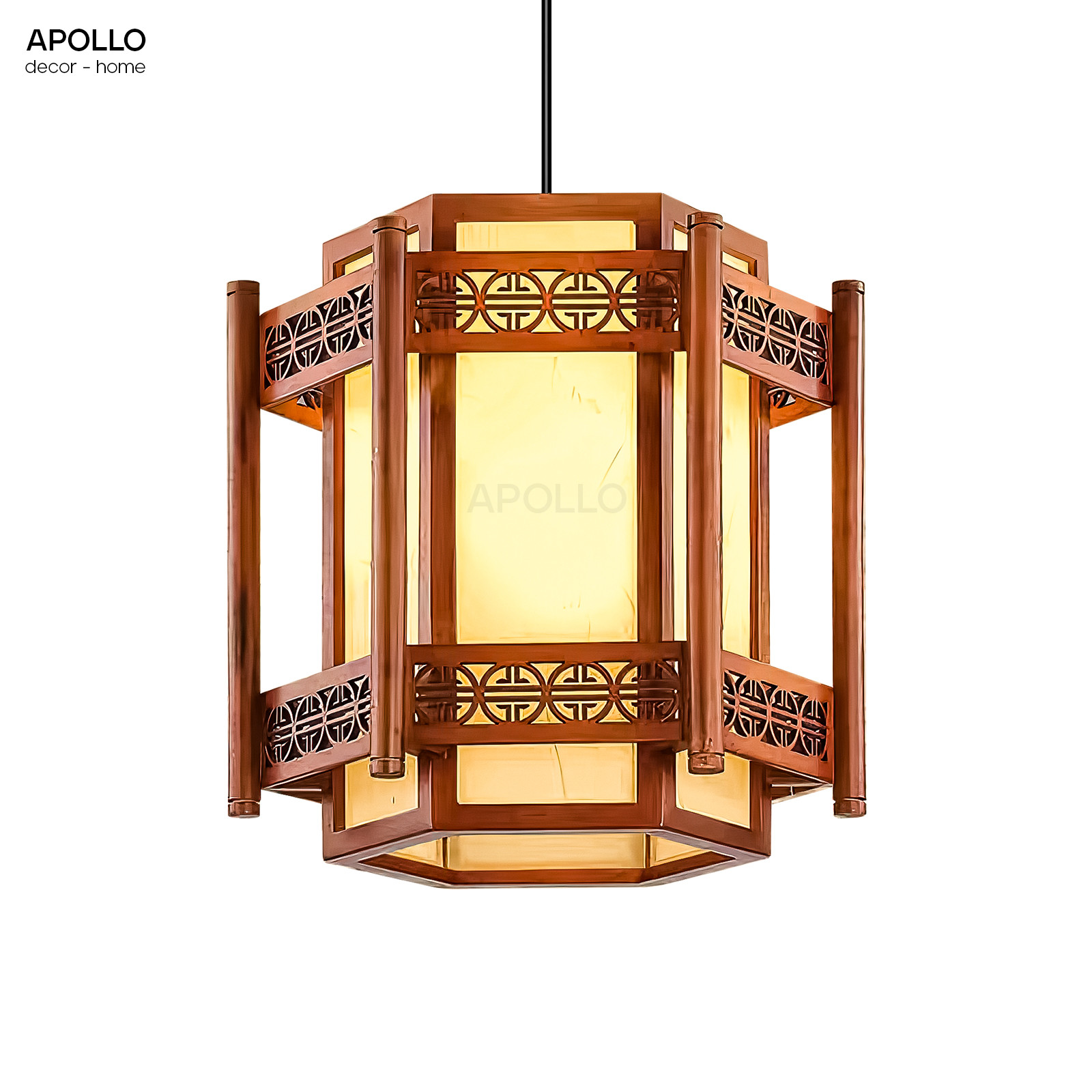 Đèn thả lồng vải khung gỗ cổ điển Decor nhà hàng trang trí DTT 4879A