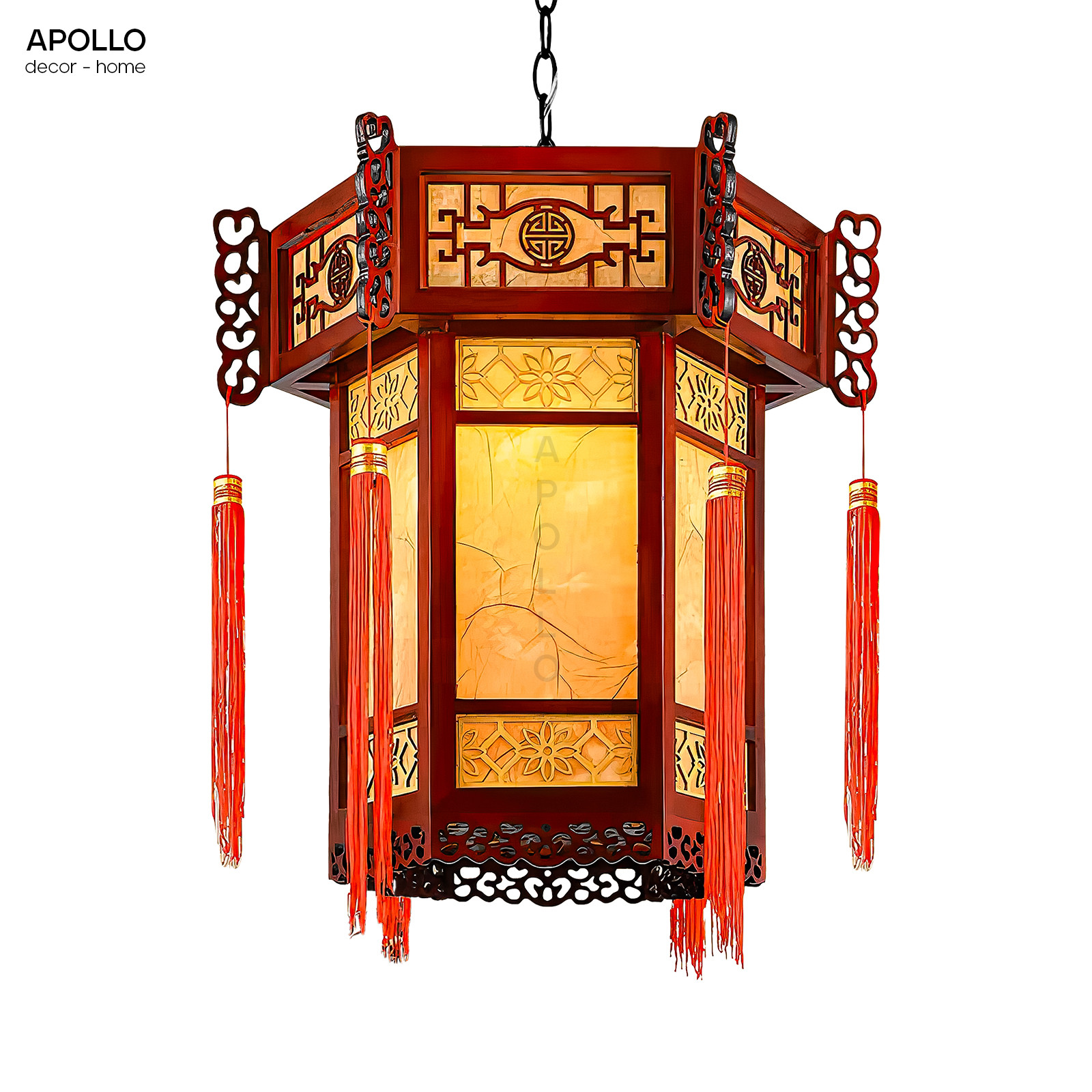Đèn thả vải khung gỗ Trung Hoa Decor trang trí DTT 4896A