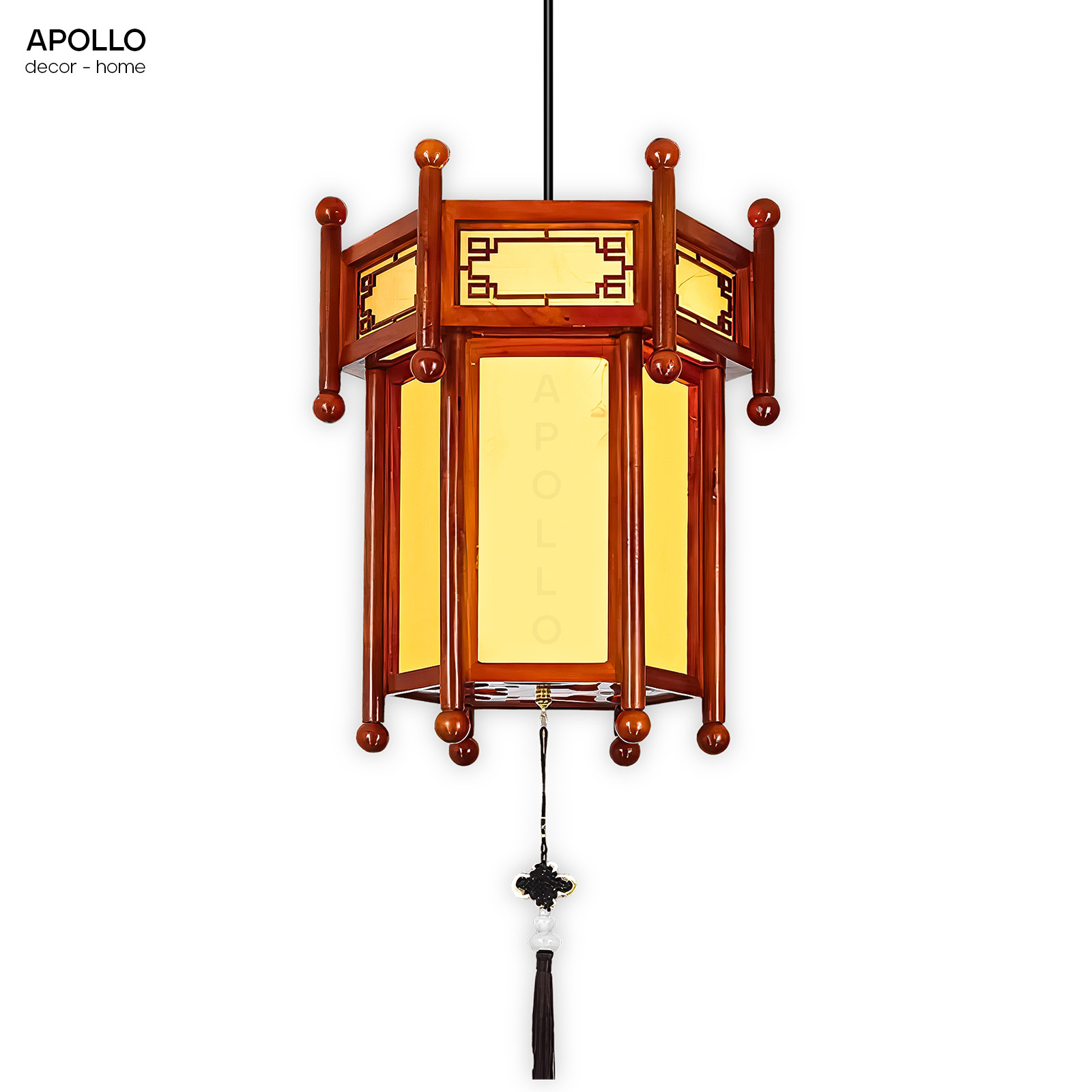 Đèn thả vải khung gỗ Trung Hoa Decor trang trí DTT 4897A